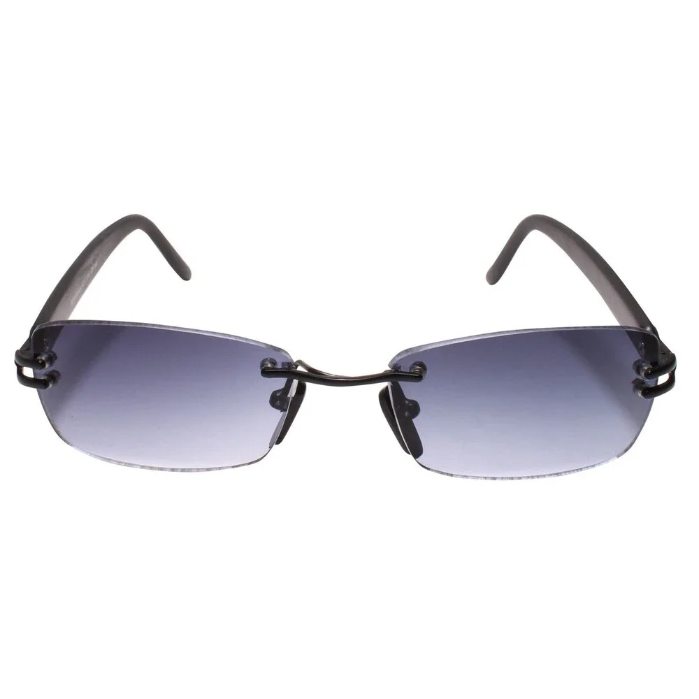 Old Stock 90s Indie Rimless Old Fashioned Black Rectangle Sunglasses